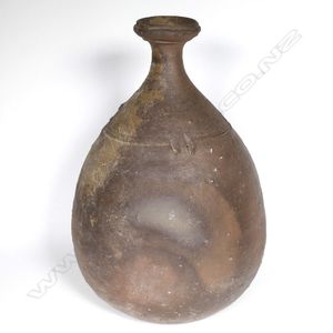 A Japanese Bizen studio pottery vase, ovoid body, variable…