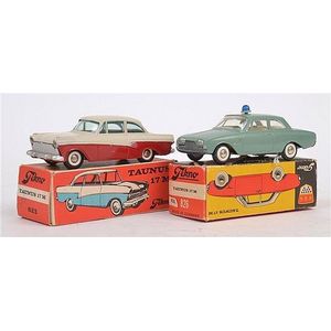 Two Tekno Taunus 17 M models, including one 826 Police car,…