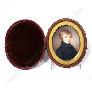 A Regency portrait miniature on ivory of a young gentleman,…