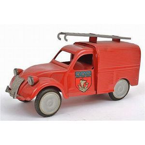 Rare JRD Citroen 2CV tinplate friction fire truck, France, red…