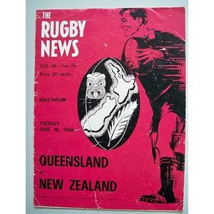 Tour program - Queensland v New Zealand Ballymore 18/6/68, 1968…