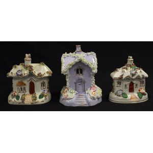 Victorian Staffordshire Cottage Pastille Burners Set of Three ...