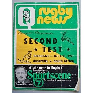 Test program - Australia v South Africa Ballymore 31/7/71, 1971…