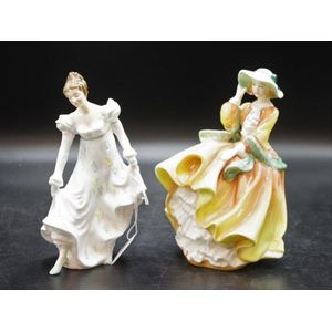 Two Royal Doulton lady figurines Minuet HN2019, top of the hill&hellip;