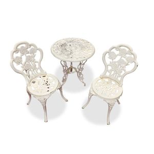Late Victorian cast three piece outdoor set, comprising two…