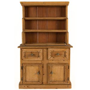 A salesmen's sample miniature kitchen dresser, pine with metal…