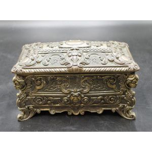 Italian decorative brass jewellery casket embossed decoration,…