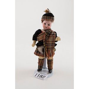 William Goebel bisque doll dark pupiless eyes, brown mohair wig…