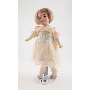 Theodor Recknagel bisque doll blue eyes, new light brown nylon…