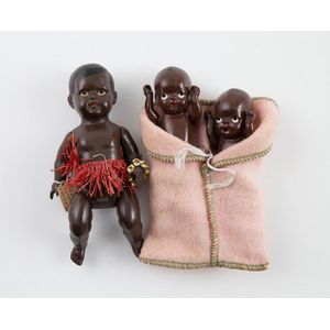 Pair unmarked all black composition baby dolls with Germany…