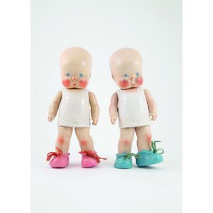 Pair all composition Hebee - Shebee dolls, all moulded with…
