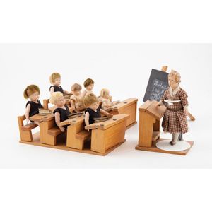 Vintage German Buschow & Beck school playset, seven celluloid…