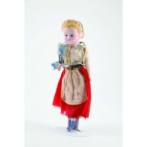 Antique wax over composition pumpkin head doll, dark pupiless…