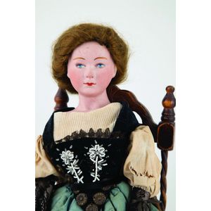 DeFuisseaux bisque shoulder plate character lady doll, all…