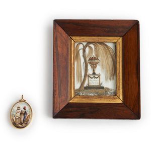 A miniature, a portrait miniature of a young lady and gentleman…