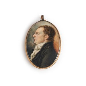 A miniature, a gentleman English school circa 1820 with brown…
