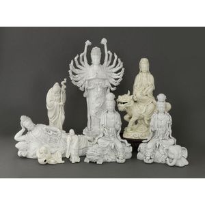 A collection of blanc de chine items, 20th century, comprising&hellip;