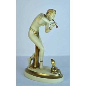 Art Deco Snake Charmer Figure By Royal Dux Royal Dux Ceramics
