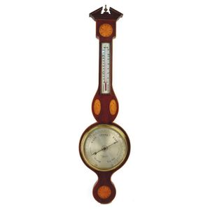 A good Sheraton Revival banjo barometer, the mahogany body with…