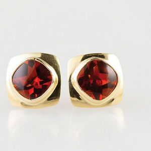 18ct Madeira Citrine Stud Earrings with Rub-Over Setting - Earrings ...