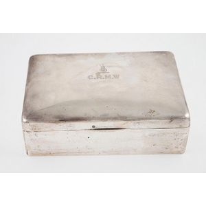 George V sterling silver cigar box, plain oblong shape,two…