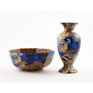 Bursley Ware Art Deco fruit bowl and vase 'Amstel' design by…