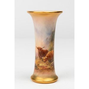 A Royal Worcester porcelain spill vase signed by Harry Stinton,…