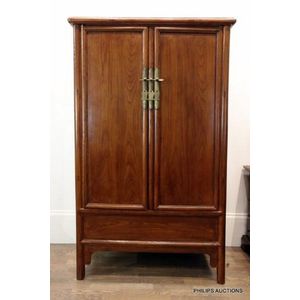 Chinese Elm Tapered Cabinet - Late 20thC Chinese Elm Tapered Cabinet - Late 20thC