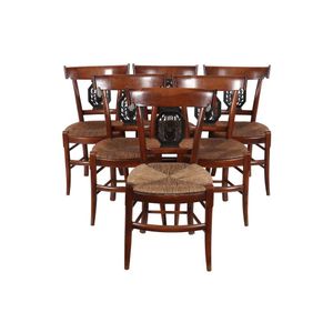 Dining chairs six Continental Swedish, walnut, dark stained,&hellip;