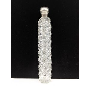 Edwardian Sterling Silver and Cut Crystal Long Perfume Bottle - Scent ...