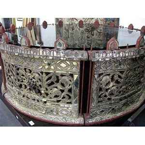 A Burmese drum coffee table with glass top an Hsaing Waing drum…