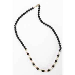 Ladies jet bead necklace, with gold plated clasp