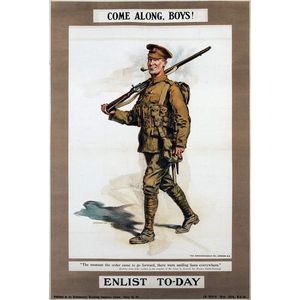 'Come Along, Boys! Enlist to-Day' recruiting poster, published…