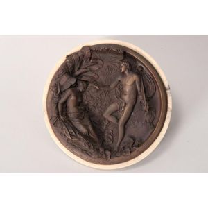 19th century E. W. Wyon bronze and marble plaque, of circular…