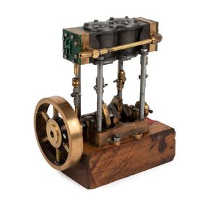 A vertical marine twin cylinder steam engine, after the antique,…