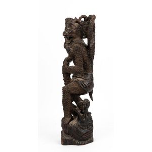 Balinese Hanuman and Snake Carved Sculpture - Zother - Tribal