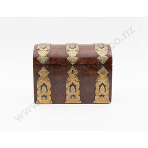 Victorian burr walnut & brass bound dome top jewellery box,…