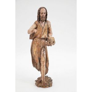 Early C16th south German Limewood figure of John the Baptist,…