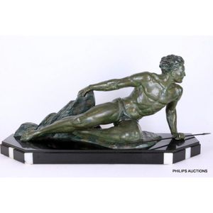 An Art Deco cold painted spelter figure, by Jean De Roncourt…