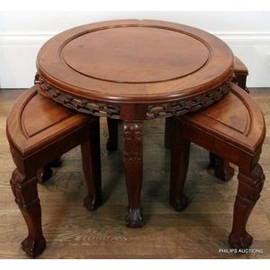 Antique Chinese Hardwood Foot Stool or Very Low Table