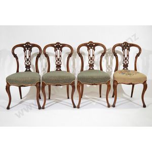 Victorian Walnut Dining Chairs with Pierced Splat Design - Seating ...