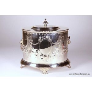 Edwardian Silver Plated Biscuit Box with Floral Embellishments - Boxes ...