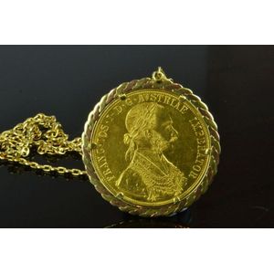 Austro-Hungarian Gold Medallion with Chain - Pendants/Lockets - Jewellery