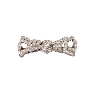 Art Deco 18ct White Gold Bow Brooch set with Diamonds (911U)