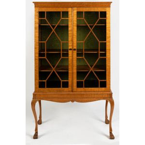 An Edwardian satinwood display cabinet, in the Georgian style,&hellip;