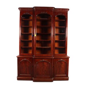 Victorian bookcase mahogany breakfront, tall three glazed doors,&hellip;