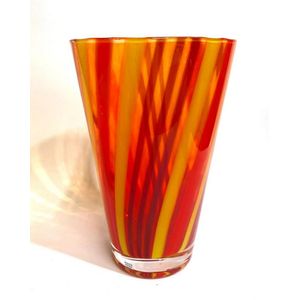 Kosta Boda Red Rim Footed Vase Orange