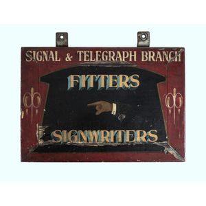 NSWGR workshop Direction sign. 'Signal and Telegraph Branch,…