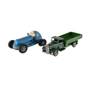 2 various Tri-ang Minic clockwork cars. Includes blue plastic…