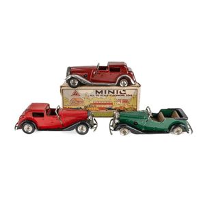 3 various Tri-ang Minic Vauxhall cars. Includes green Tourer, a…